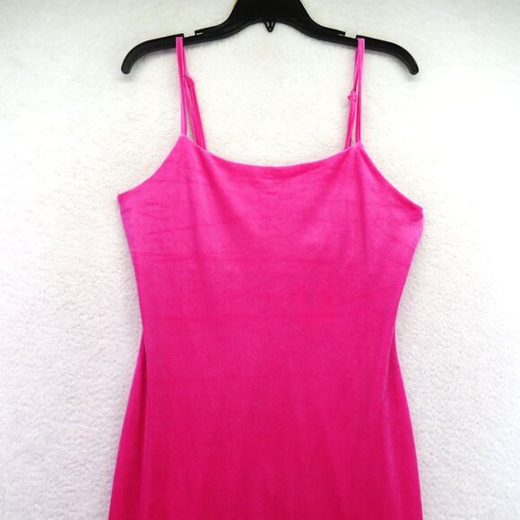 GB Dress Size Large Hot Pink Velvety Adjustable Spaghetti Strap Mini Bodycon New - Picture 2 of 10